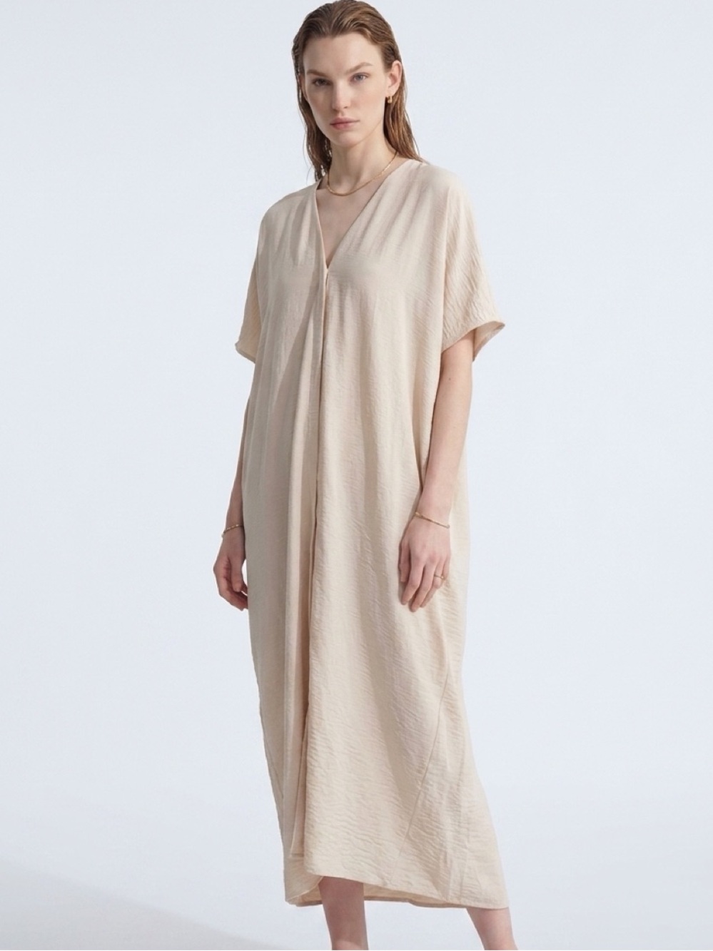 NWOT H&M XL Taupe Relaxed V-Neck Button-Down Kimono